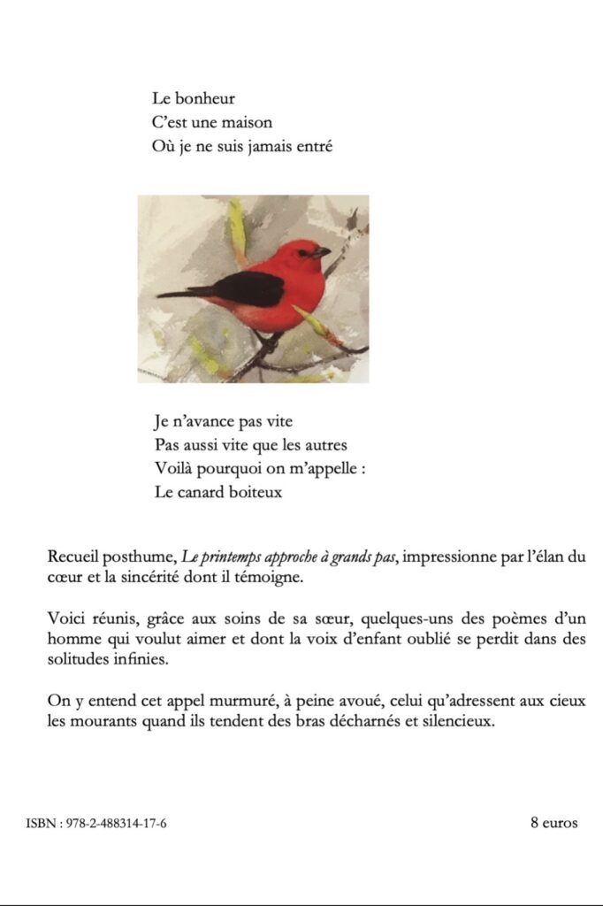 Quatrième de couverture de Le printemps approche à grands pas